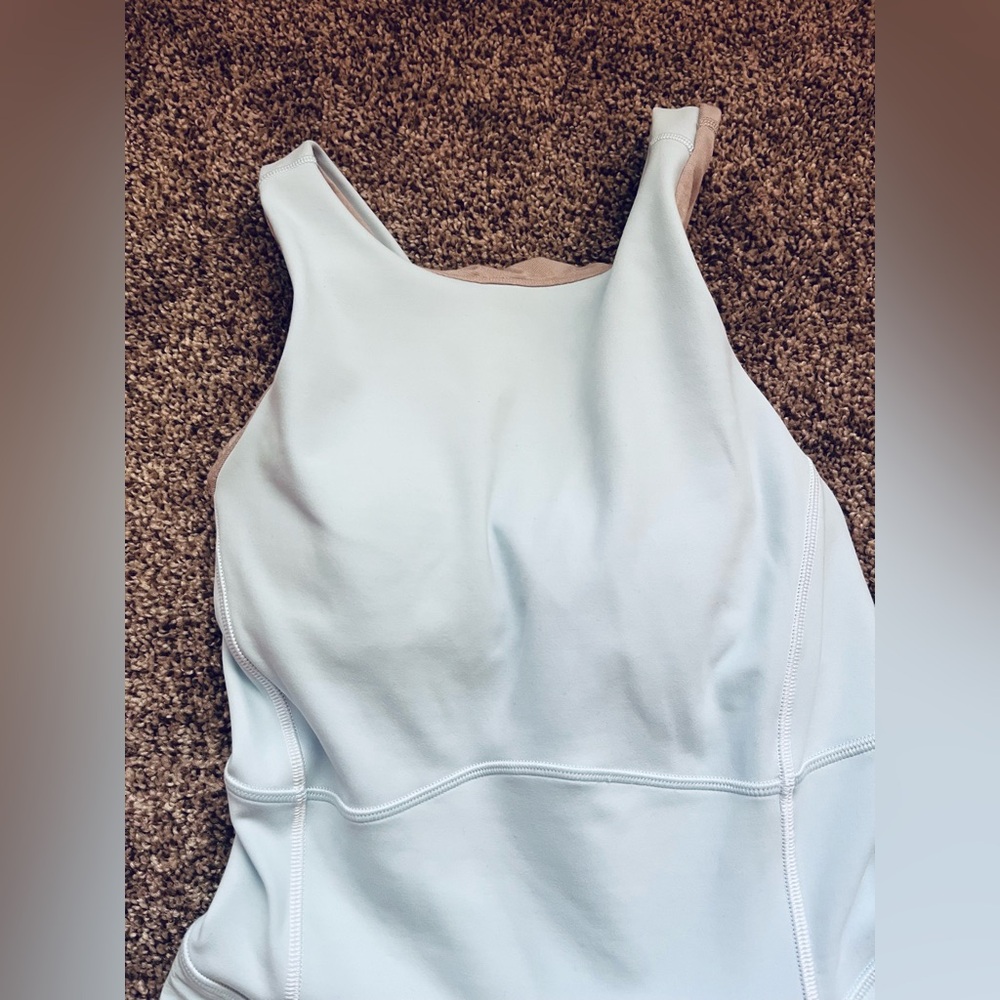 Light Blue Lululemon Court Crush Tennis Dress with Built-in Bra and Shorts - Picture 3 of 15